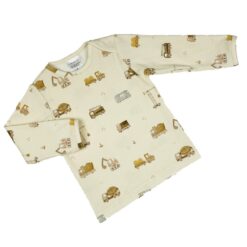 Langarmshirt - baufahrzeuge wollweiß