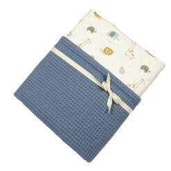 Krabbeldecke - jeansblau Dschungeltiere